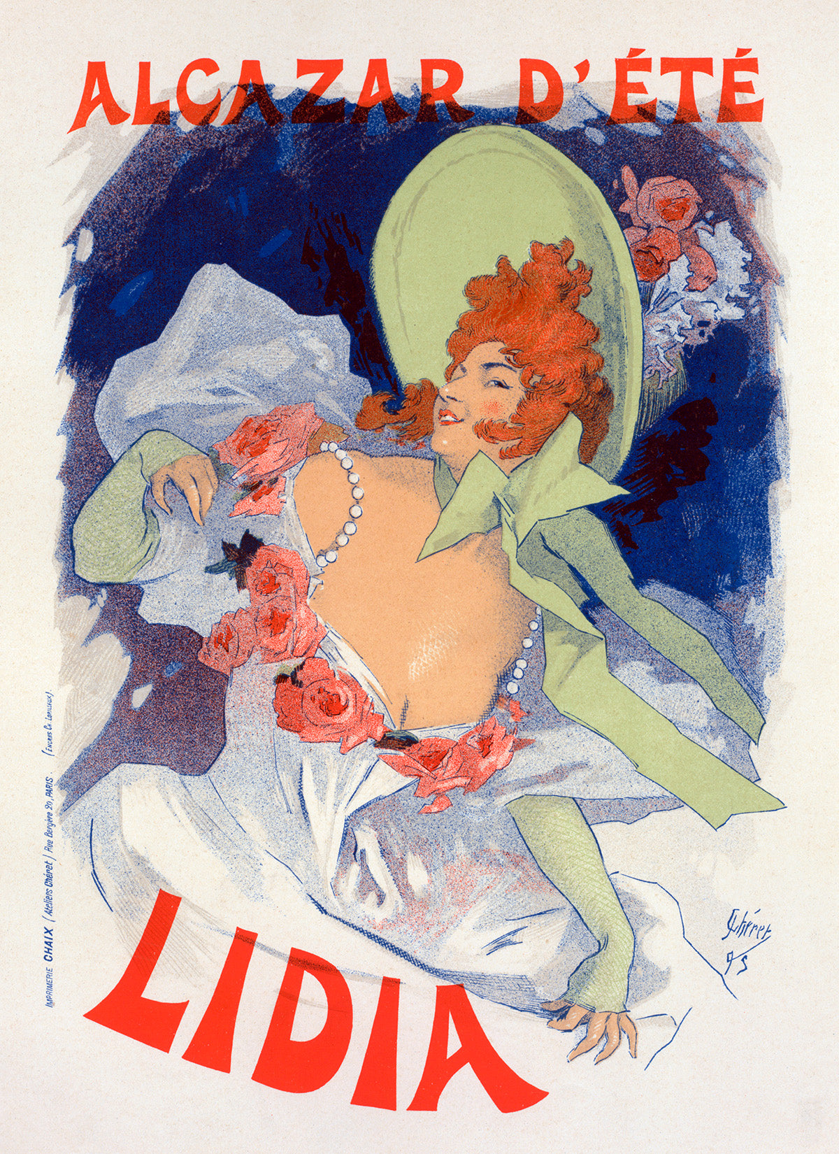 Lidia French Musical Theater Advertisement Poster, Vintage Style Belle Epoque Jules Cheret Print