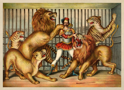 Circus Lion Tamer Poster, Vintage Style Circus Print