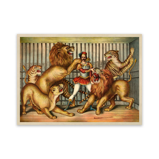 Circus Lion Tamer Poster, Vintage Style Circus Print