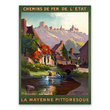 Mayenne France Travel Poster, Vintage Style 1900s French Travel Advertisement Print