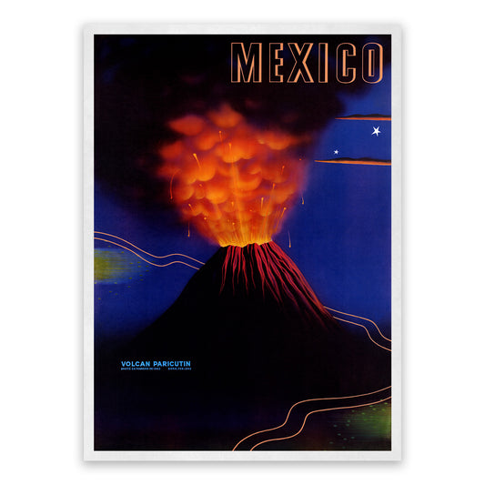 Mexico Volcano Travel Poster, Vintage Style 1900s Mexican Travel Advertisement Print