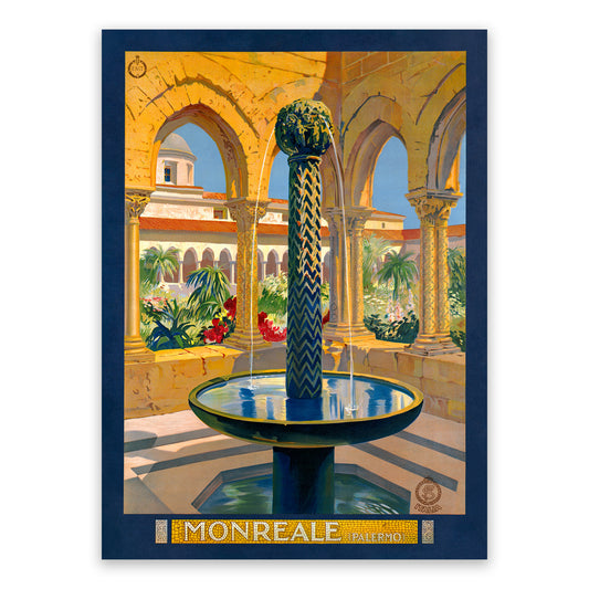 Monreale Italy Travel Poster, Vintage Style 1940s Italian Travel Advertisement Print