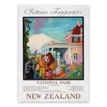 Mount Ngauruhoe New Zealand Travel Poster, Vintage Style 1930s Tongariro National Park Tourism Advertisement Print