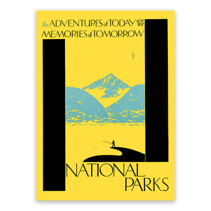 Adventures Of Today Outdoors National Parks Travel Poster, Vintage Style 1930s Retro Travel Advertisement Print