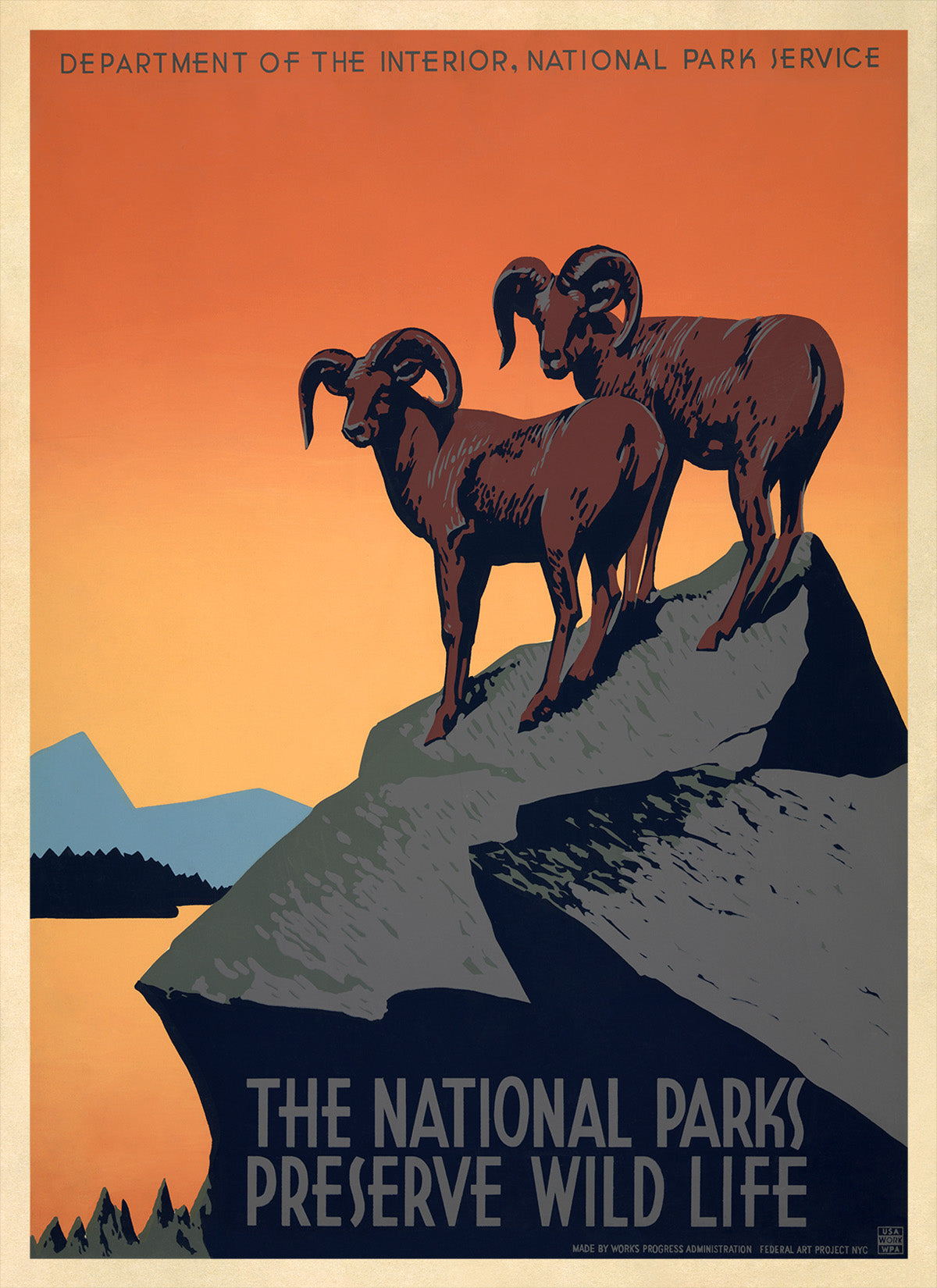 The National Parks Preserve Wild Life WPA Poster, Vintage Style 1930s Works Progress Administration Advertisement Print