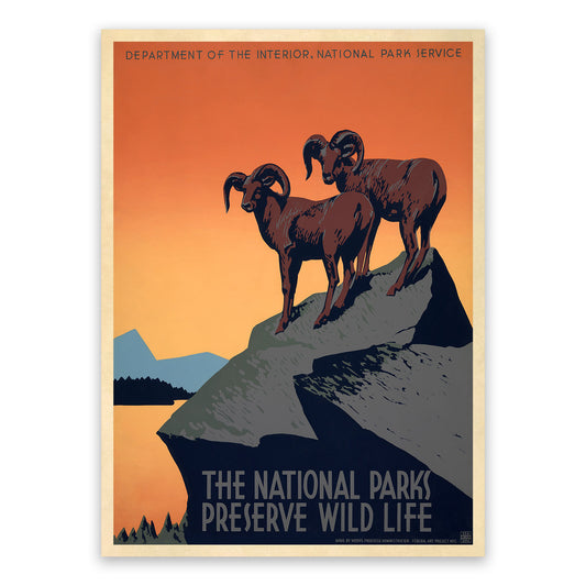 The National Parks Preserve Wild Life WPA Poster, Vintage Style 1930s Works Progress Administration Advertisement Print