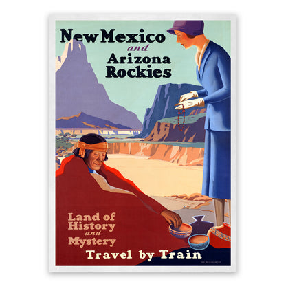 New Mexico and Arizona Railroad Travel Poster, Vintage Style 1920s Railway Travel Advertisement Print