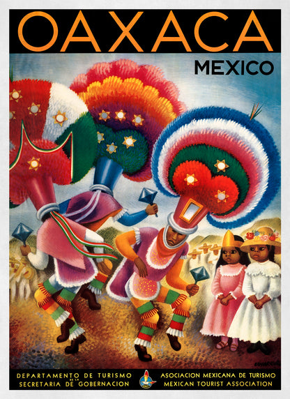 Oaxaca Mexico Travel Poster, Vintage Style 1940s Mexican Travel Advertisement Print