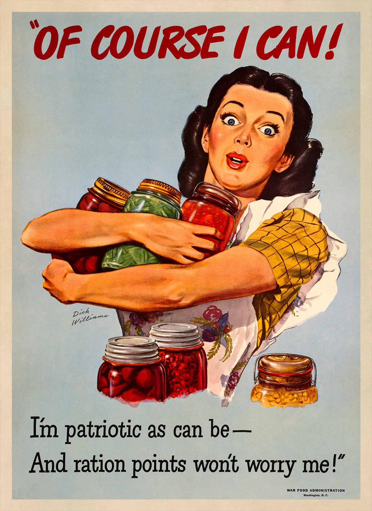 Of Course I Can, Patriotic Wartime Food Rationing Poster, Vintage Style 1940s World War II Print