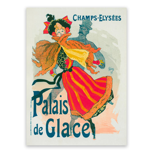 Palais de Glace French Ice Skating Performance Advertisement Poster, Vintage Style Belle Epoque Jules Cheret Print