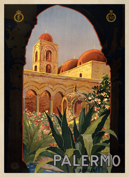 Palermo Italy Travel Poster, Vintage Style 1920s Italian Travel Advertisement Print