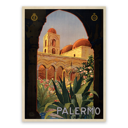 Palermo Italy Travel Poster, Vintage Style 1920s Italian Travel Advertisement Print