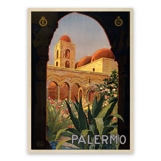 Palermo Italy Travel Poster, Vintage Style 1920s Italian Travel Advertisement Print