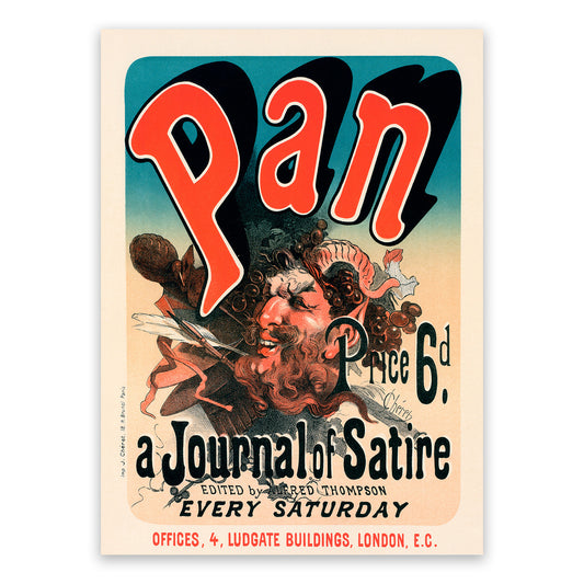 Pan A Journal Of Satire Advertisement Poster, Vintage Style Belle Epoque Jules CHeret Print