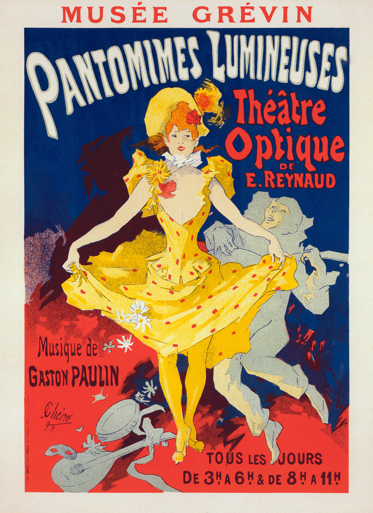 French Pantomime Theater Advertisement Poster, Vintage Style Belle Epoque Jules Cheret Print