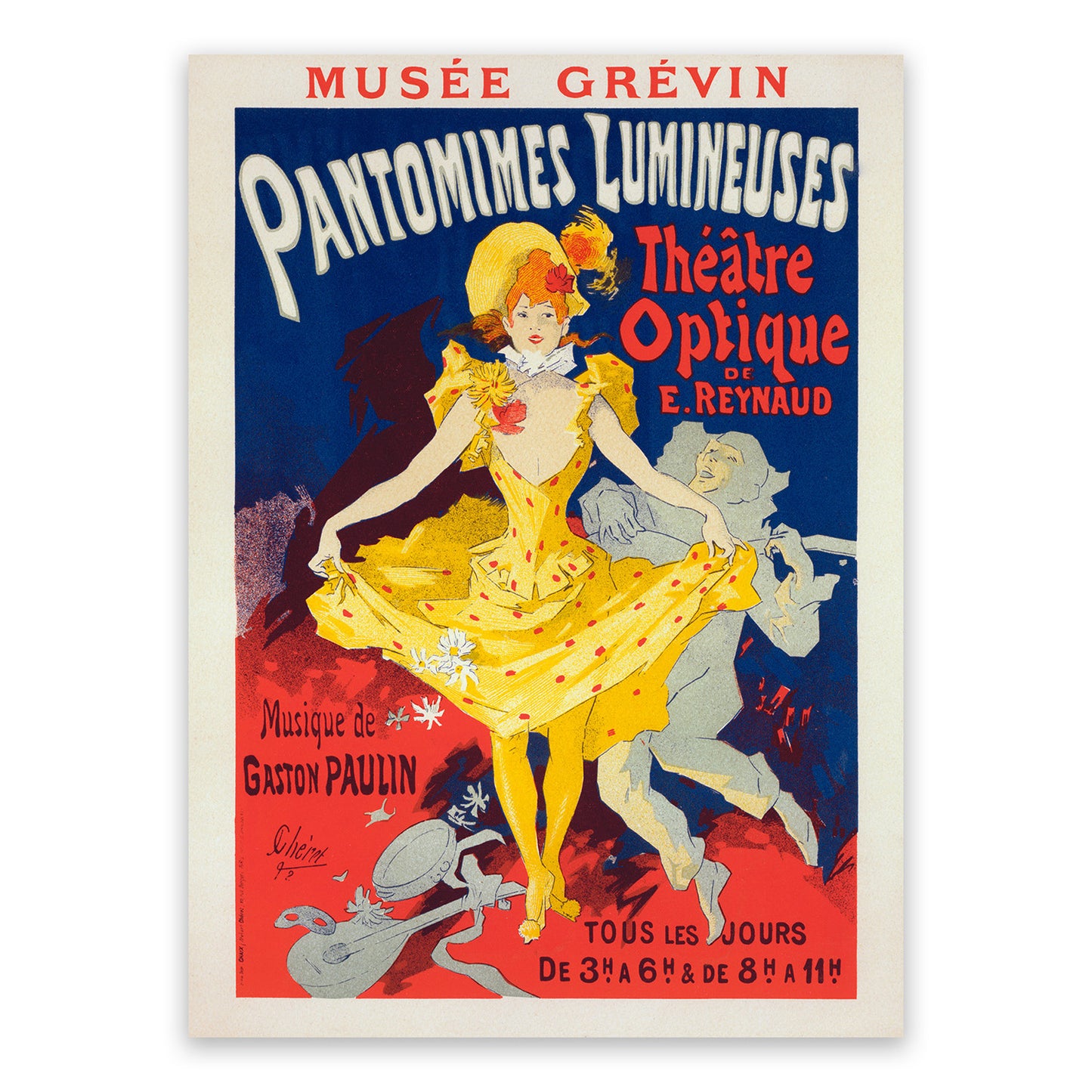 French Pantomime Theater Advertisement Poster, Vintage Style Belle Epoque Jules Cheret Print