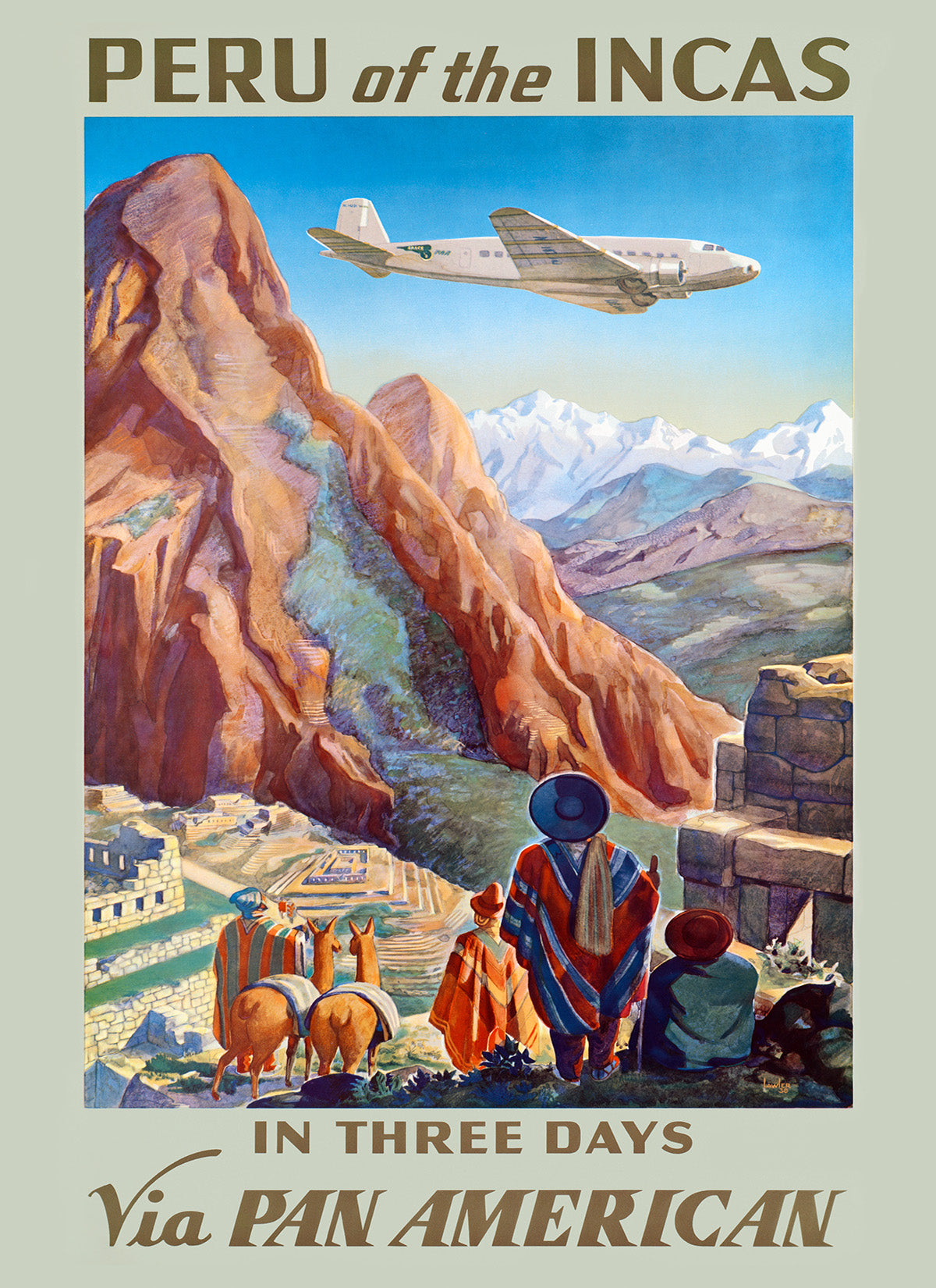 Peru Of The Incas Travel Poster, Vintage Style 1930s Peruvian Travel Advertisement Print