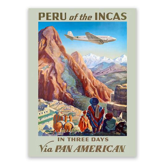 Peru Of The Incas Travel Poster, Vintage Style 1930s Peruvian Travel Advertisement Print