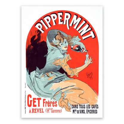 Pippermint French Liqueur Advertisement Poster, Vintage Style Belle Epoque Jules Cheret Print