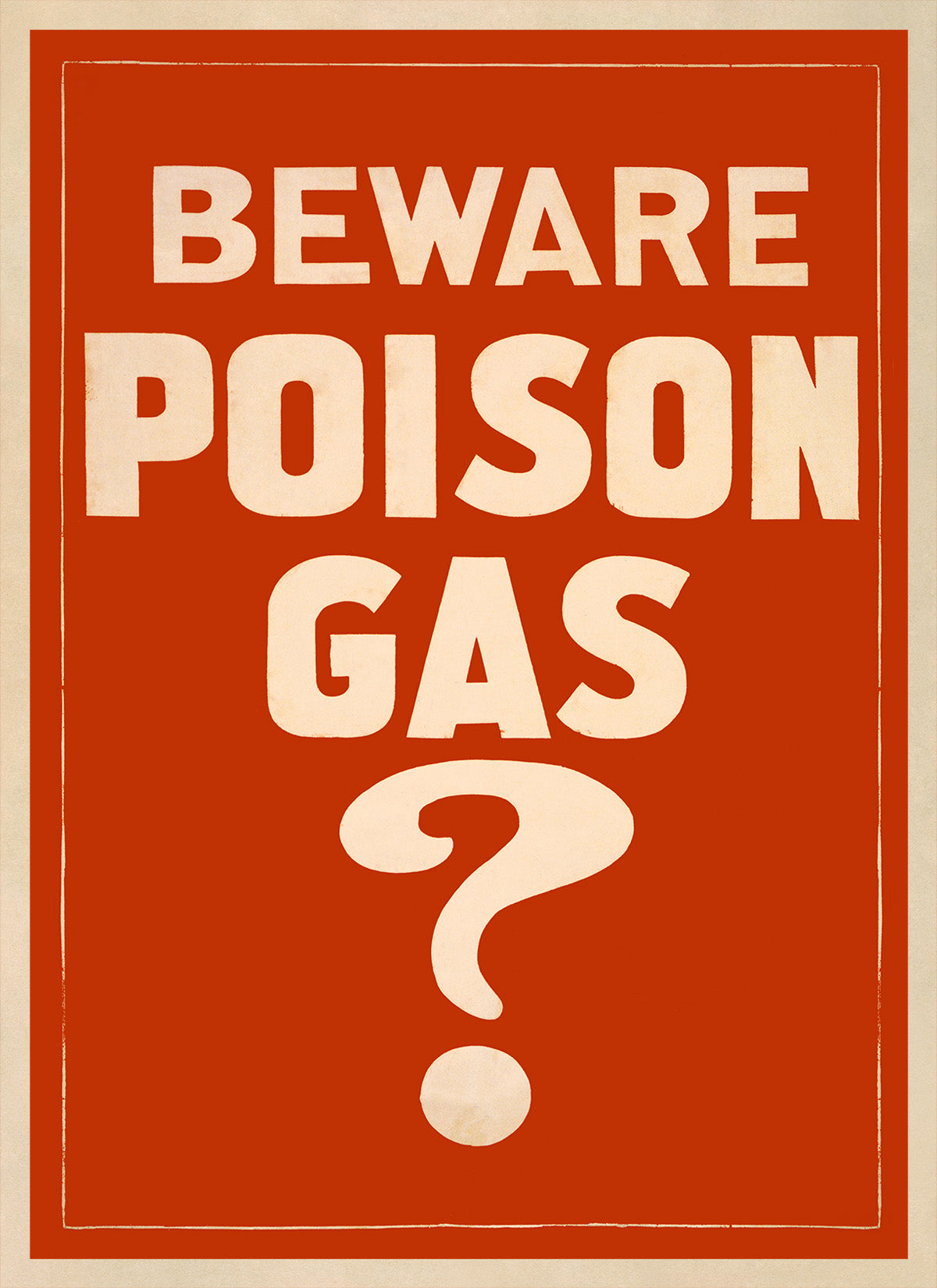 Beware Poison Gas Wartime Poster,  Vintage Style 1917 World War 1 Print