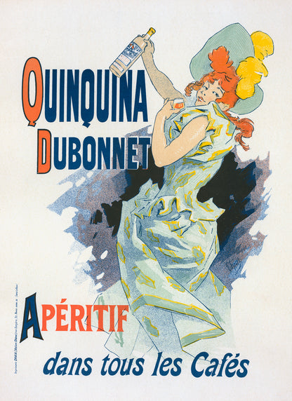 Quinquina Dubonnet Aperitif French Sweet Wine Advertisement Poster, Vintage Style Belle Epoque Jules Cheret Print