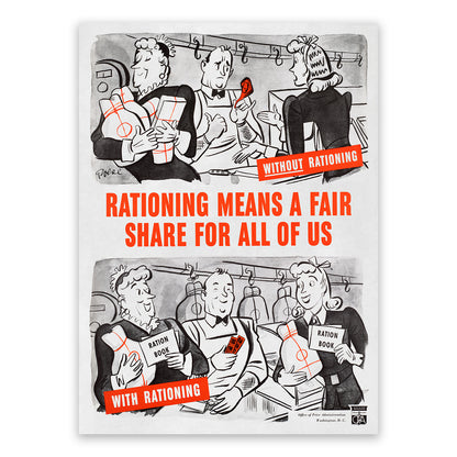 Wartime Food Rationing Poster, Vintage Style 1940s World War II Print