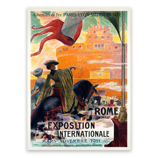 Rome Italy Exposition Travel Poster, Vintage Style 1911 Worlds Fair Travel Advertisement Print