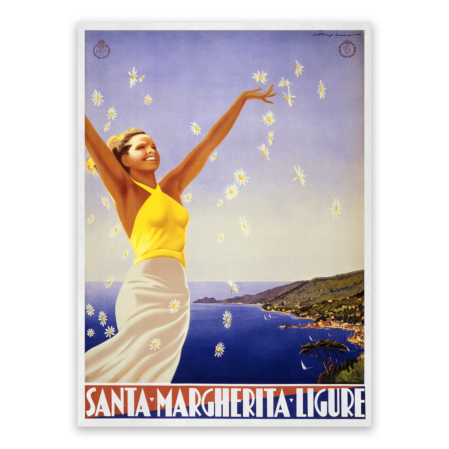 Santa Margherita Ligure Italy Travel Poster, Vintage Style 1950s Italian Tourism Advertisement Print