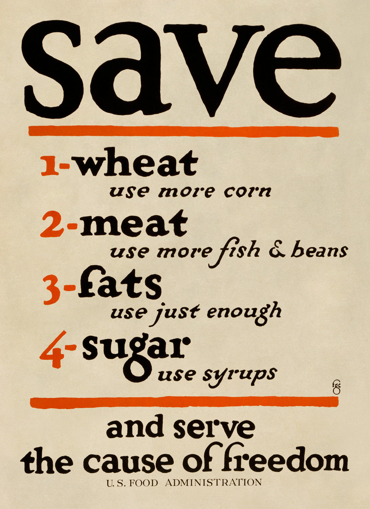 Save Food Checklist Wartime Food Rationing Poster,  Vintage Style 1917 World War One Print