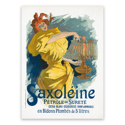 Saxoleine French Lamp Oil Advertisement Poster, Vintage Style Belle Epoque Jules Cheret Print