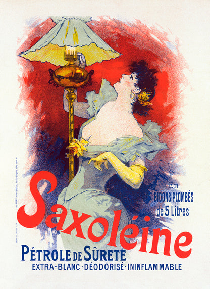 Saxoleine Lamp Oil Advertisement Poster, Vintage Style Belle Epoque Jules Cheret Print