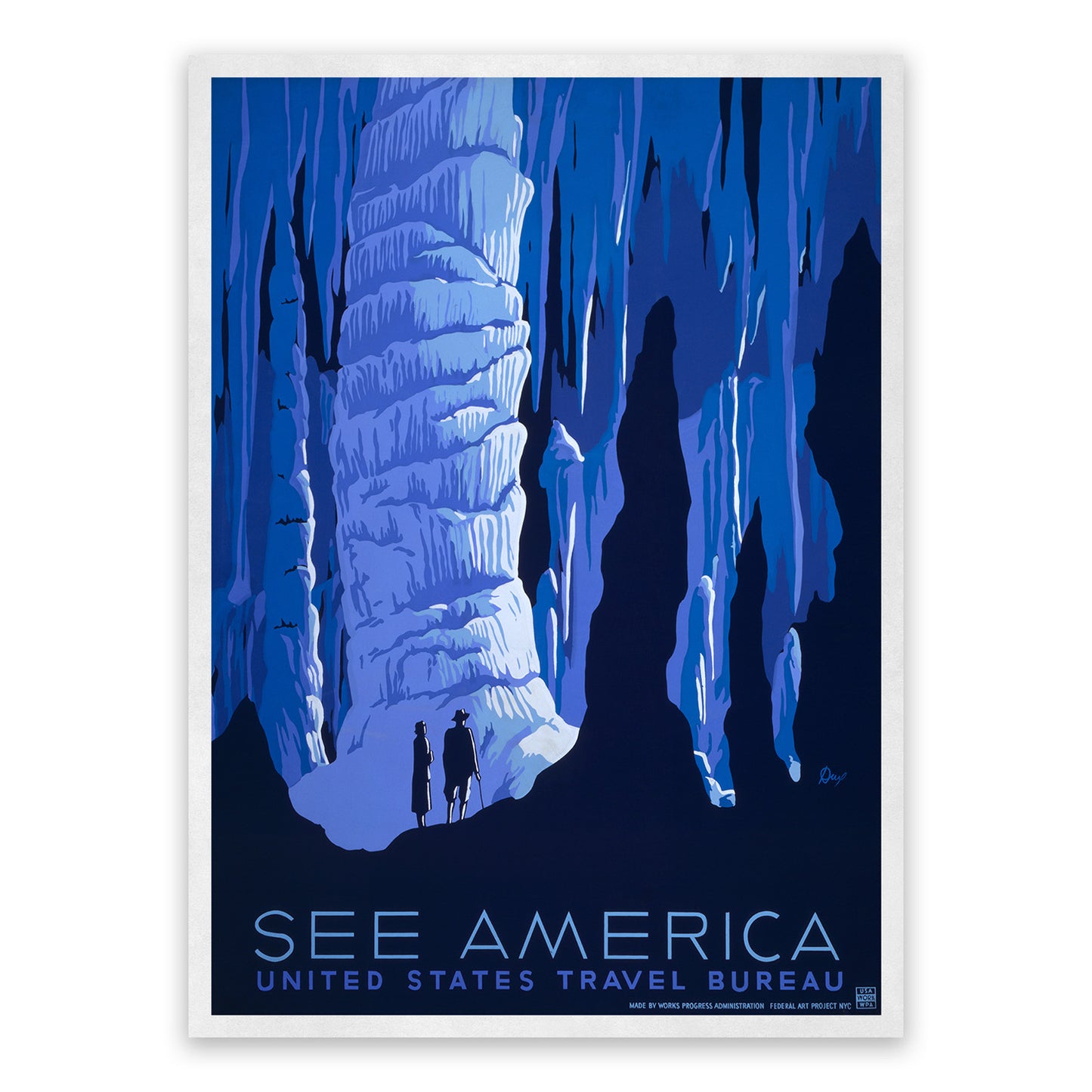 See America Carlsbad Caverns WPA Travel Poster, Vintage Style 1930s Works Progress Administration National Parks Tourism Advertisement Print