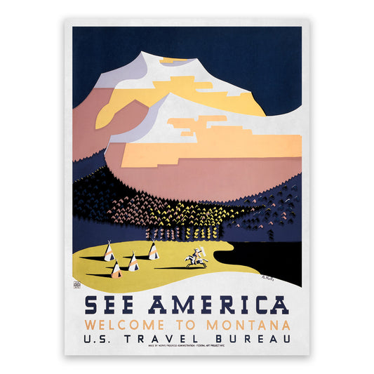 See America Montana WPA Travel Poster, Vintage Style 1930s Works Progress Administration Tourism Advertisement Print