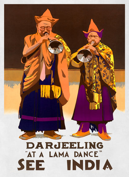 Darjeeling See India Travel Poster, Vintage Style 1930s Indian Tourism Advertisement Print