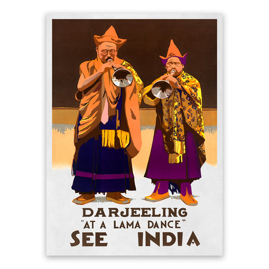 Darjeeling See India Travel Poster, Vintage Style 1930s Indian Tourism Advertisement Print