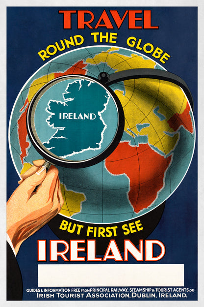 First See Ireland Travel Poster, Vintage Style 1900s Irish Travel Advertisement Print