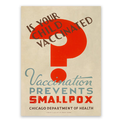 Smallpox Child Vaccination WPA Federal Art Project Poster, Vintage Style 1930s Works Progress Administration Print