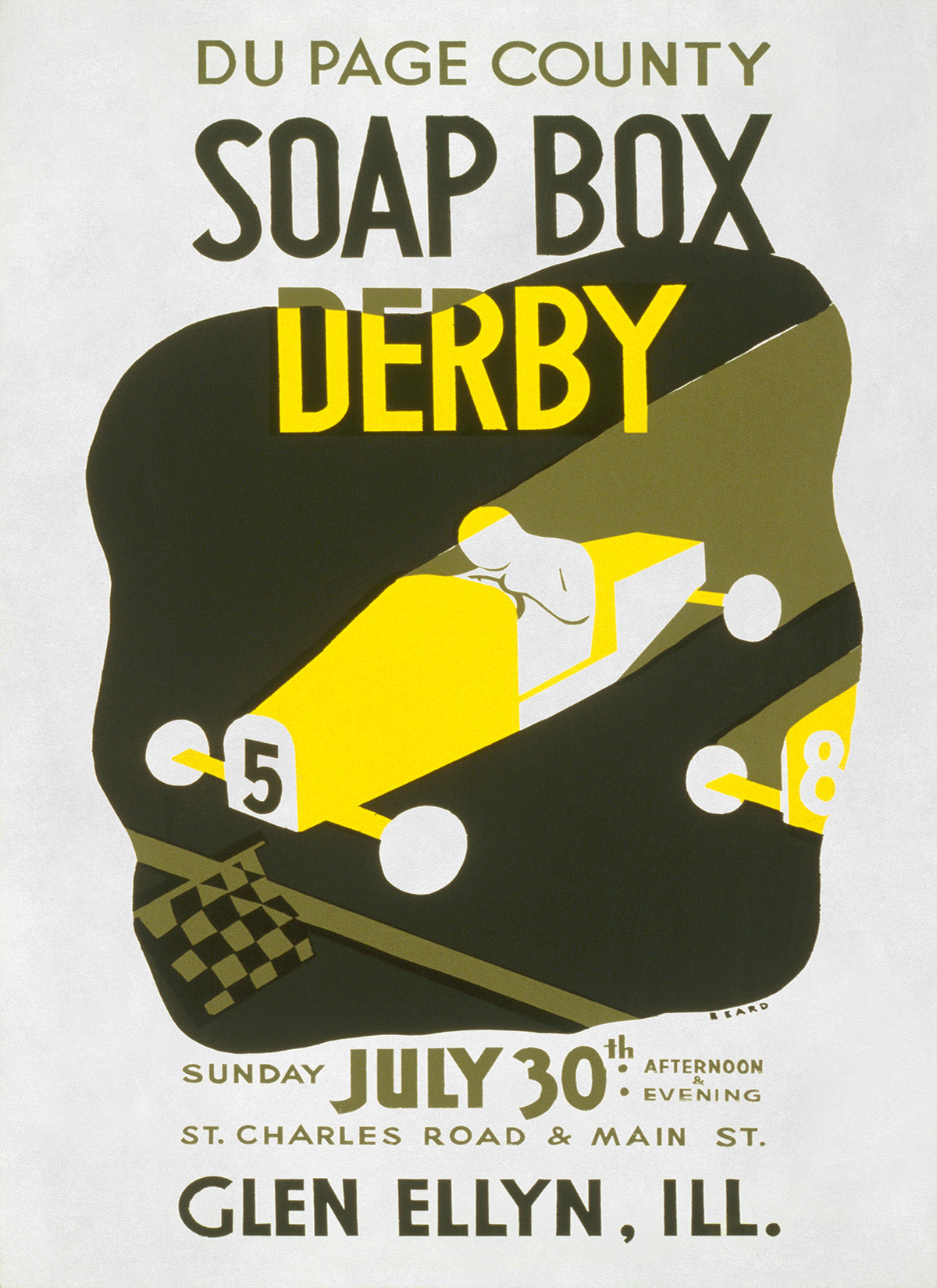 Soap Box Derby WPA Federal Art Project Poster, Vintage Style 1930s Works Progress Administration Print