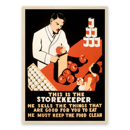 Grocery Store Food Cleanliness WPA Federal Art Project Poster, Vintage Style 1930s Works Progress Administration Print