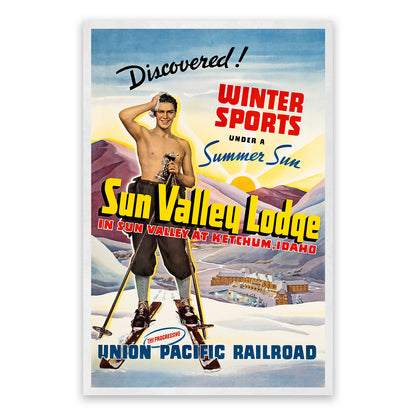 Sun Valley Idaho Travel Poster, Vintage Style 1900s Tourism Advertisement Print