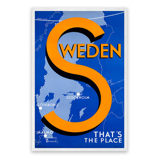 Sweden Travel Poster, Vintage Style 1930s Swedish Tourism Advertisement Print