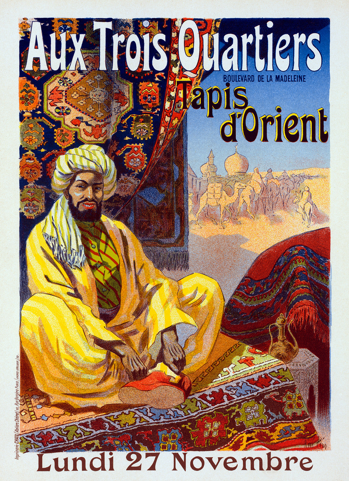 French Oriental Rug Advertisement Poster, Vintage Style Belle Epoque Print