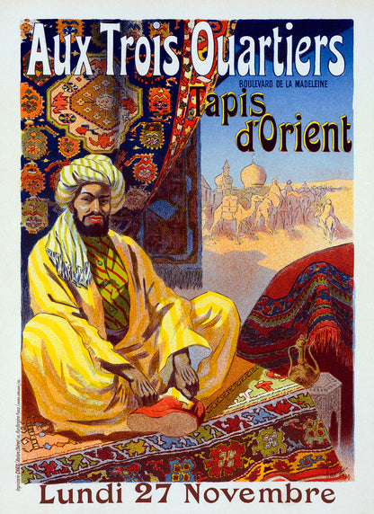 French Oriental Rug Advertisement Poster, Vintage Style Belle Epoque Print