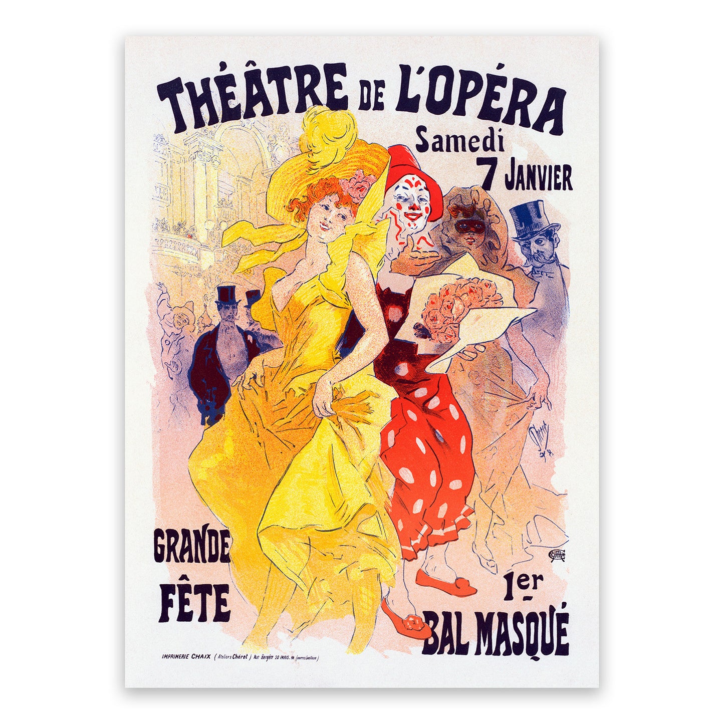 Theatre De l'Opera French Musical Performance Advertisement Poster, Vintage Style Belle Epoque Jules Cheret Print