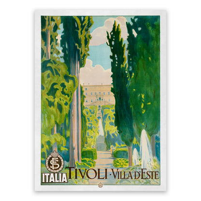 Tivoli Italy Travel Poster, Vintage Style 1900s Italian Tourism Advertisement Print