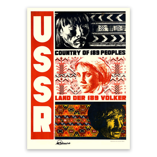 USSR Diversity Travel Poster, Vintage Style 1930s Soviet Union Tourism Advertisement Print