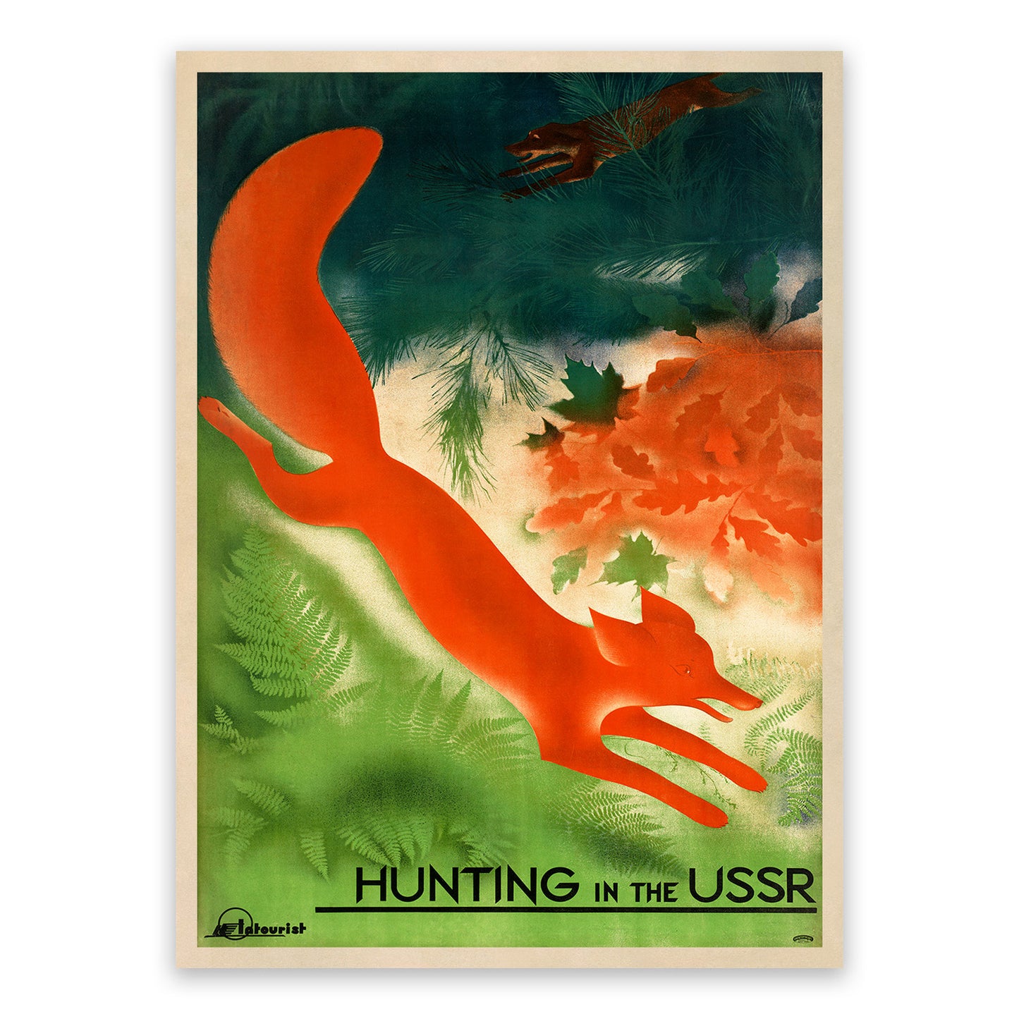 Hunting In The USSR Travel Poster, Vintage Style 1900s Soviet Union Tourism Advertisement Print