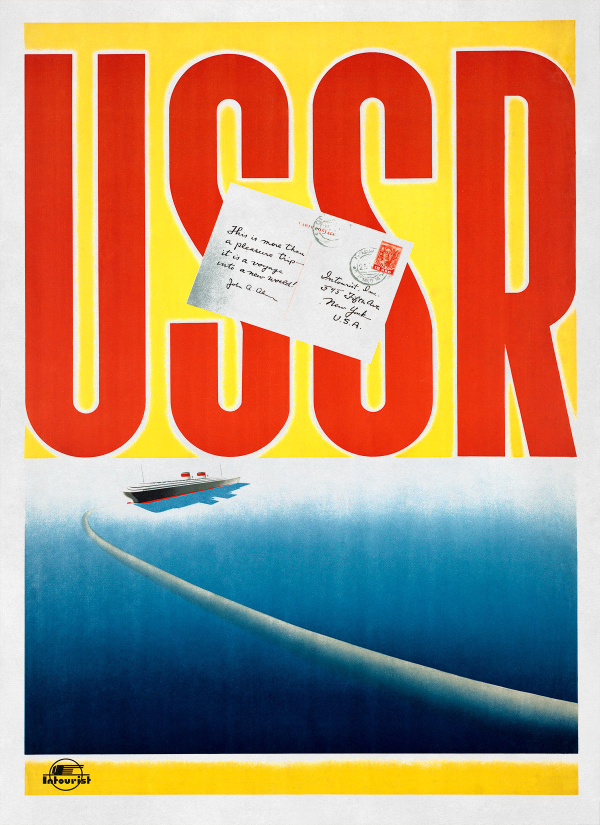 USSR Cruise Ship Travel Poster, Vintage Style 1900s Soviet Union Tourism Advertisement Print