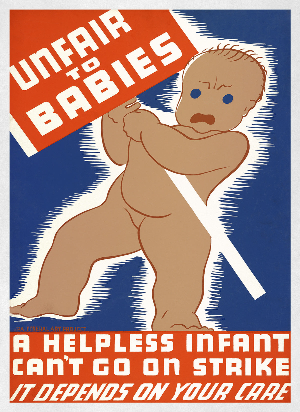 Newborn Baby Care WPA Federal Art Project Poster, Vintage Style 1930s Works Progress Administration Print