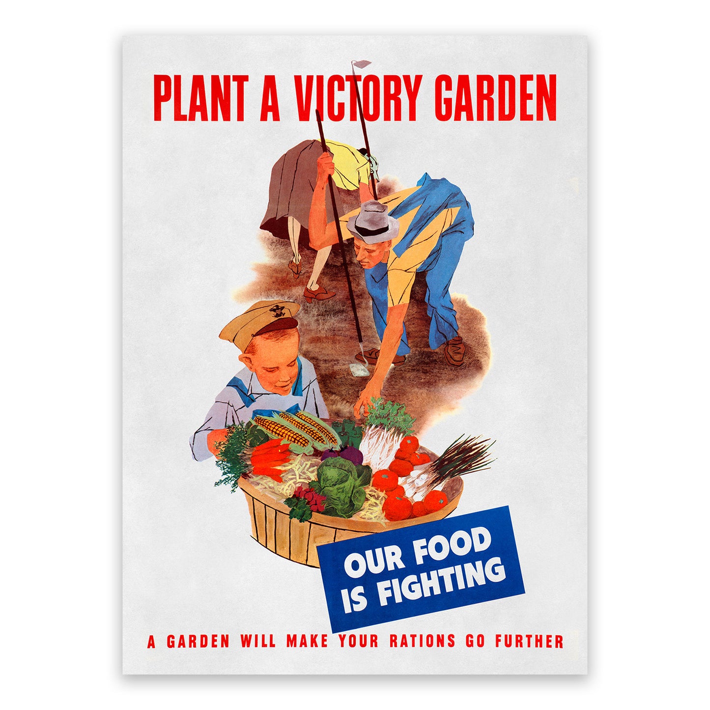 Plant A Victory Garden Patriotic Wartime Poster, Vintage Style 1940s World War 2 Print